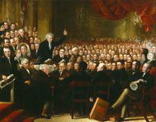 Benjamin Robert Haydon Oil painting of William Smeal addressing the Anti-Slavery Society at their annual convention oil painting image